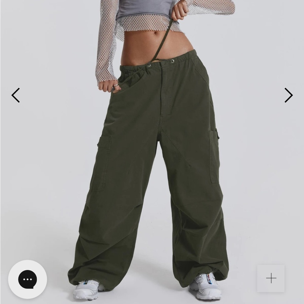 Jaded London Parachute Cargo Pants in Khaki